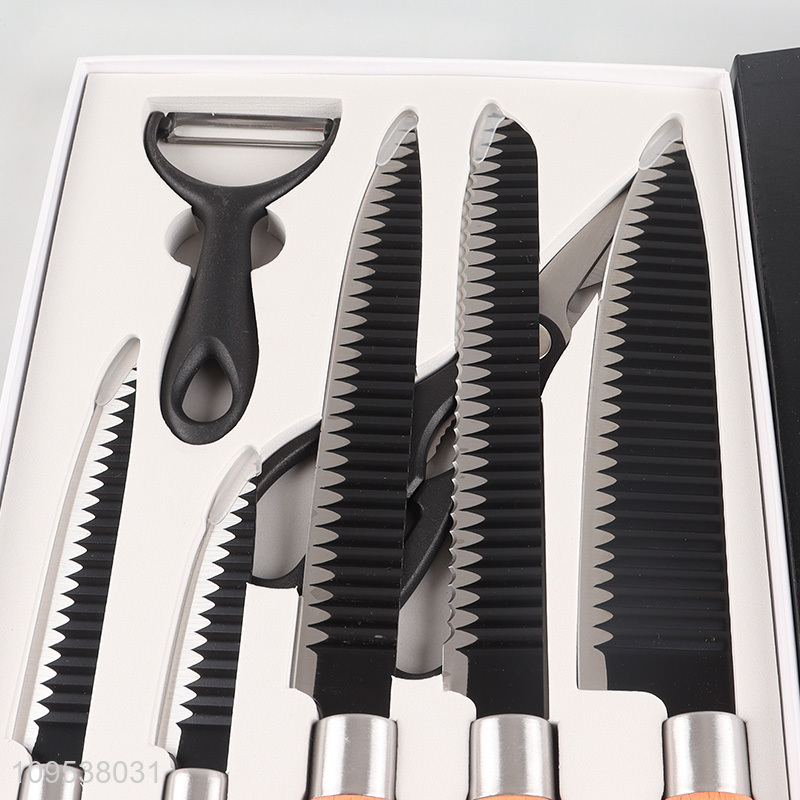 7 Pieces Wave Texture Kitchen Cutlery Gift Set With Scissors & Vegetable Peeler