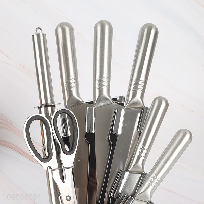 8 Pieces Round Handle Kitchen Knife Gift Set With Knife Block