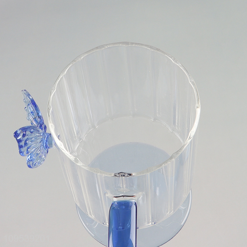 China supplier multicolor butterfly glass water cup for sale
